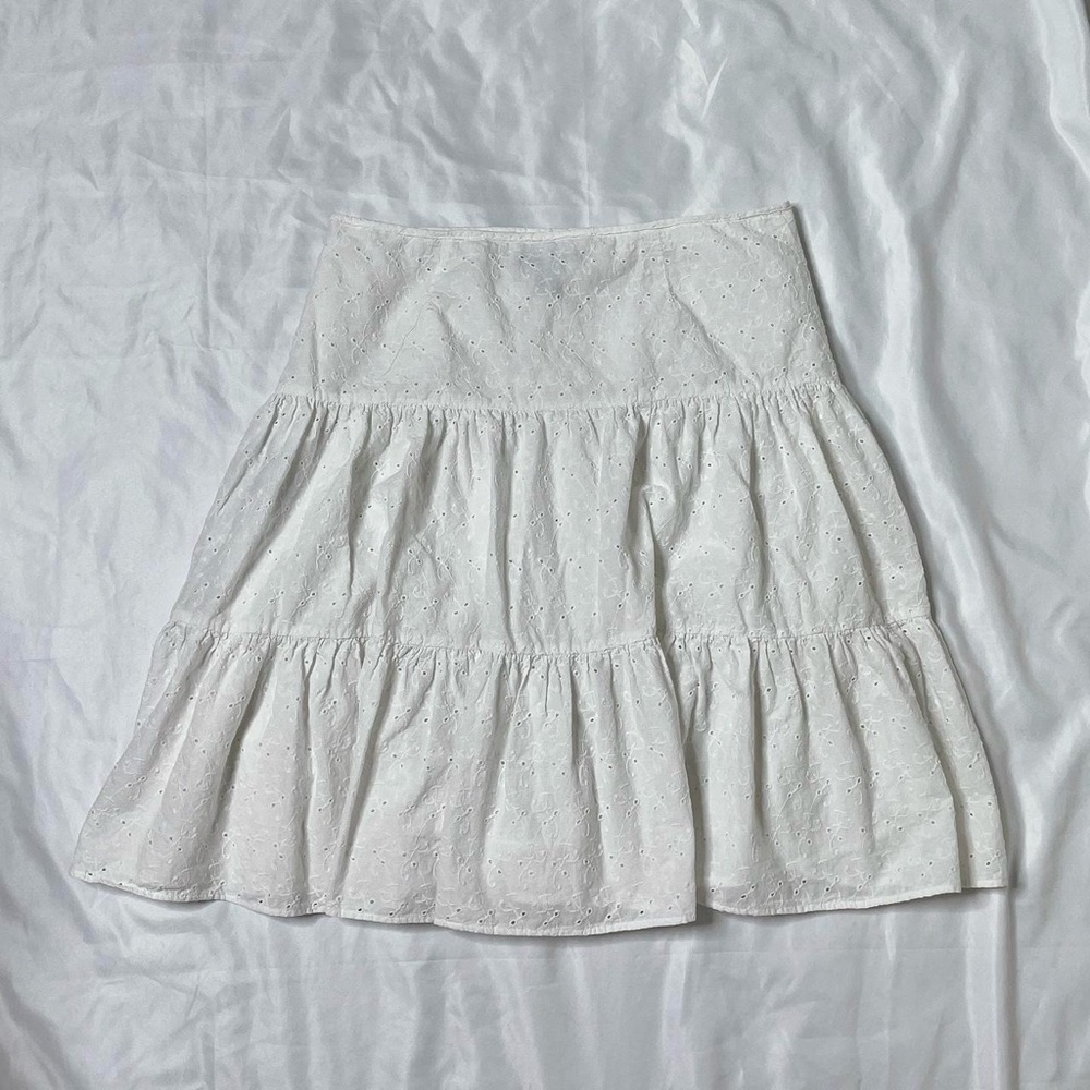 White Vintage Cotton Eyelet Skirt